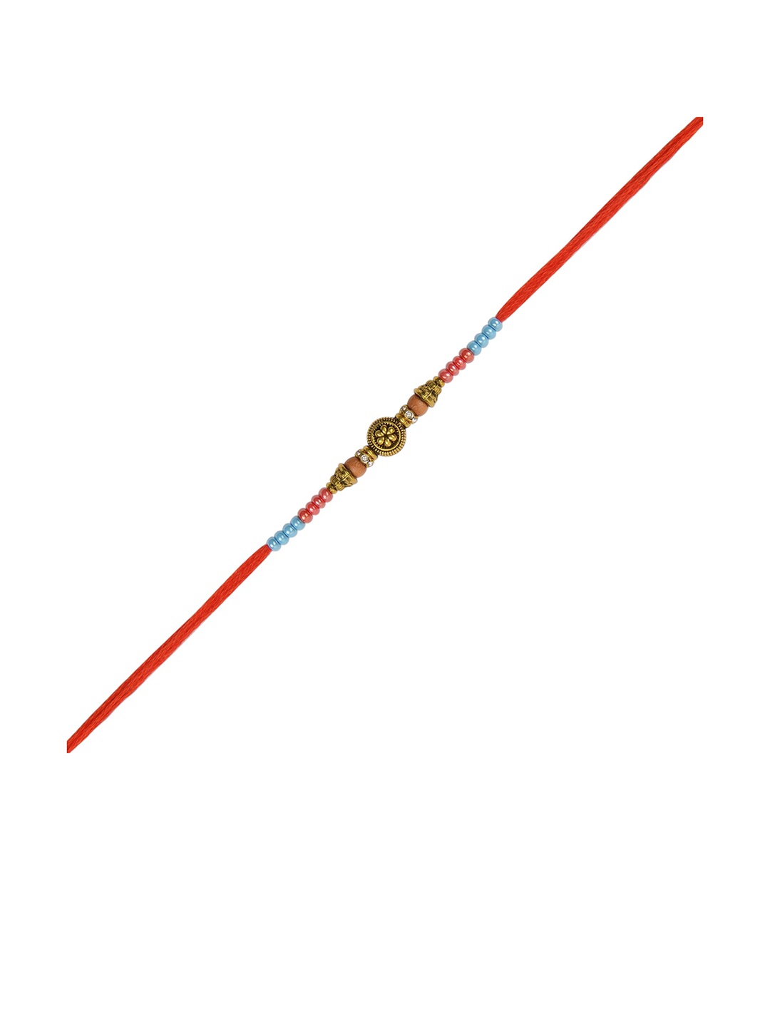 

Arendelle Men Gold Plated Red Beads Rakhi