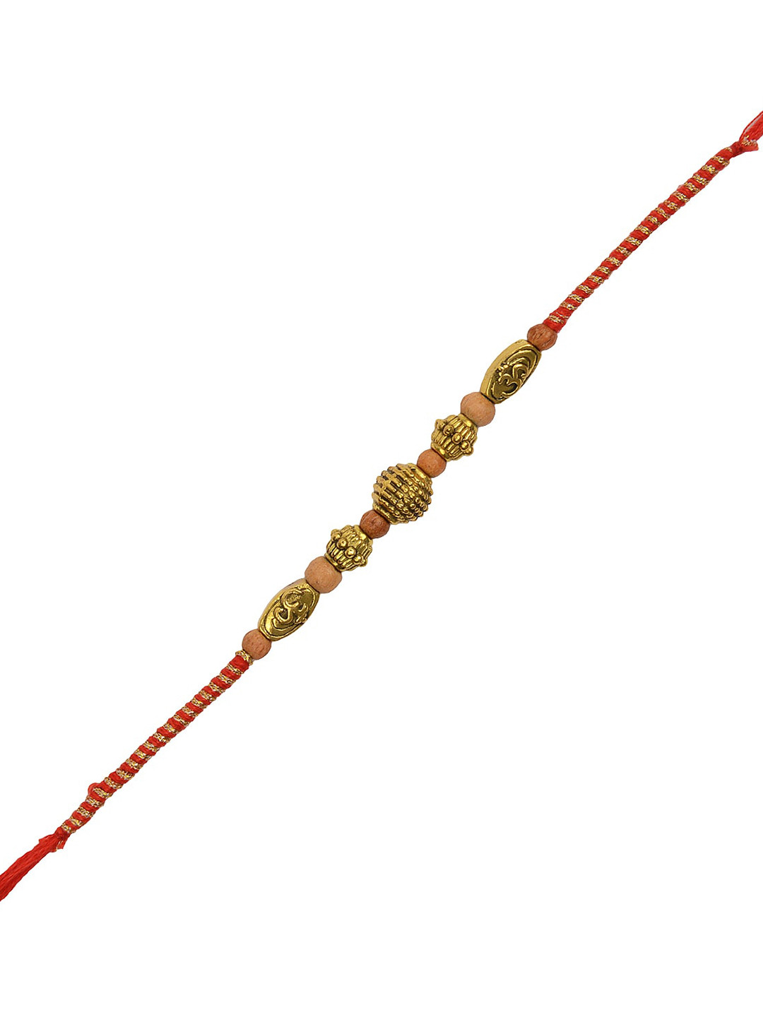 

Arendelle Men Red & Gold-Toned Beaded Rakhi