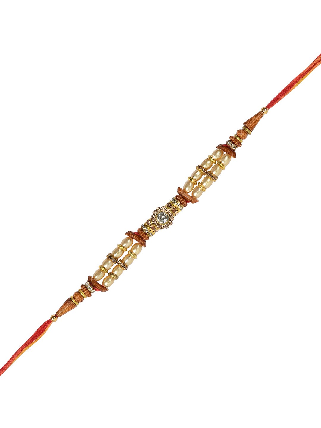 

Arendelle White Gold-Plated Pearls Rakhi