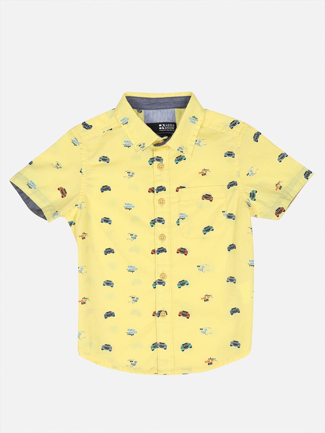 

HERE&NOW Boys Yellow Slim Fit Printed Casual Shirt