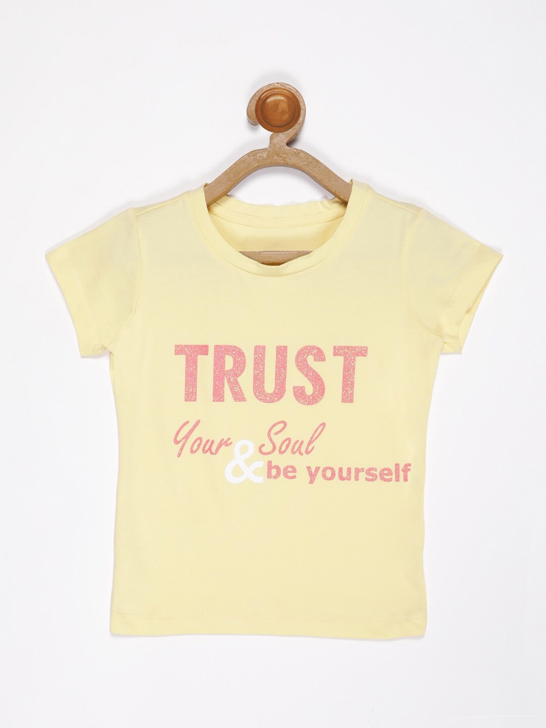 

V2 Value & Variety Girls Yellow Printed Pure Cotton Top