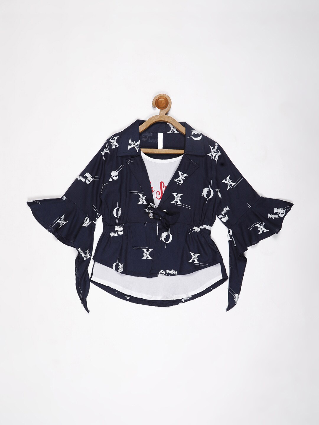 

V2 Value & Variety Navy Blue Print Top