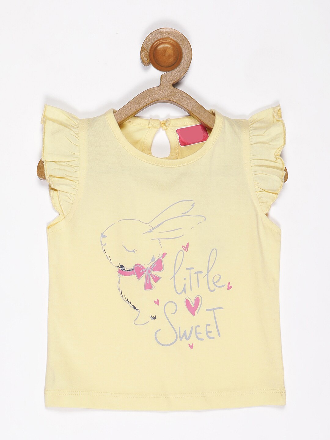 

V2 Value & Variety Girls Yellow Printed Pure Cotton Top