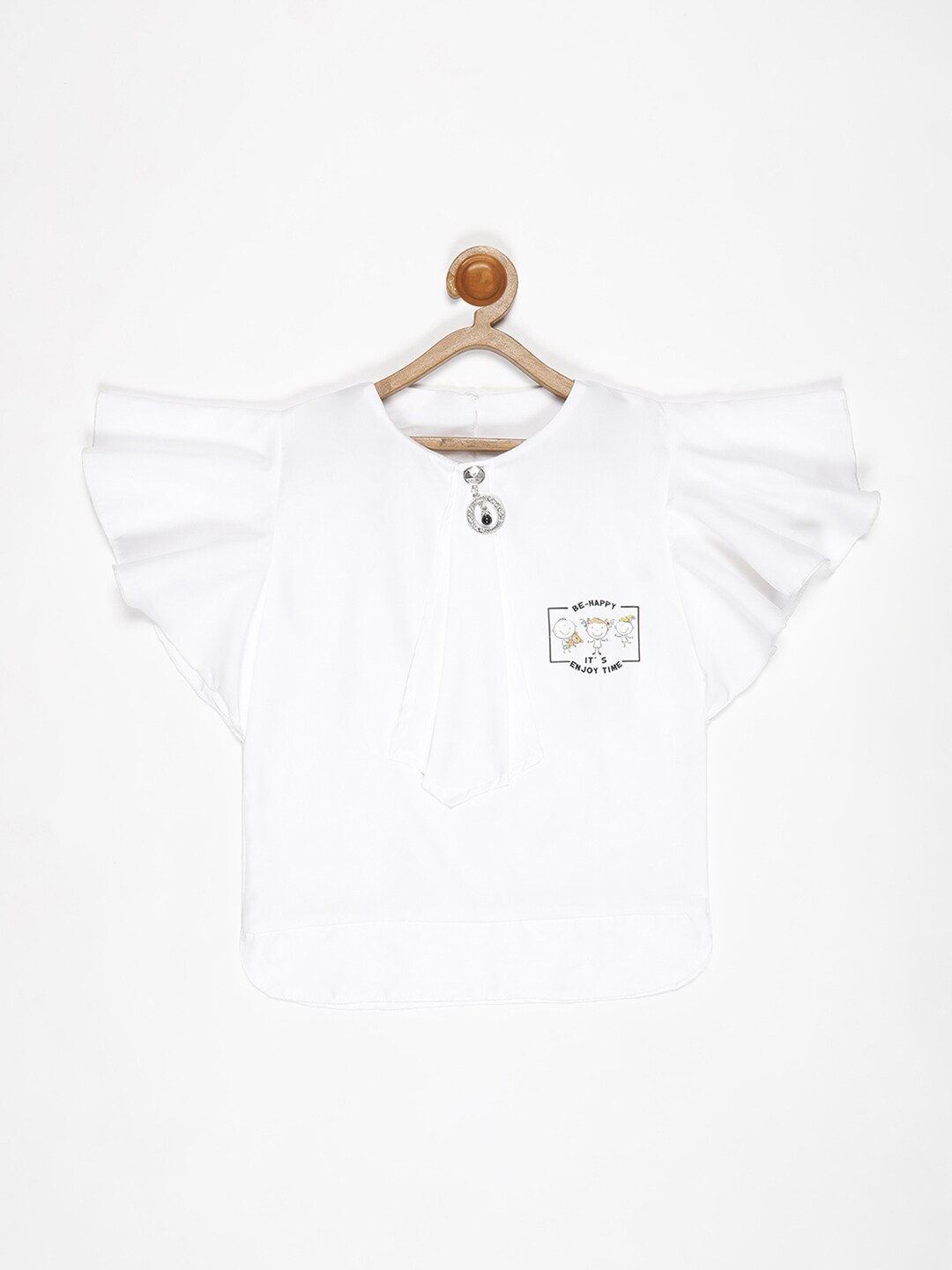 

V2 Value & Variety White Flutter Sleeves Knitted Top