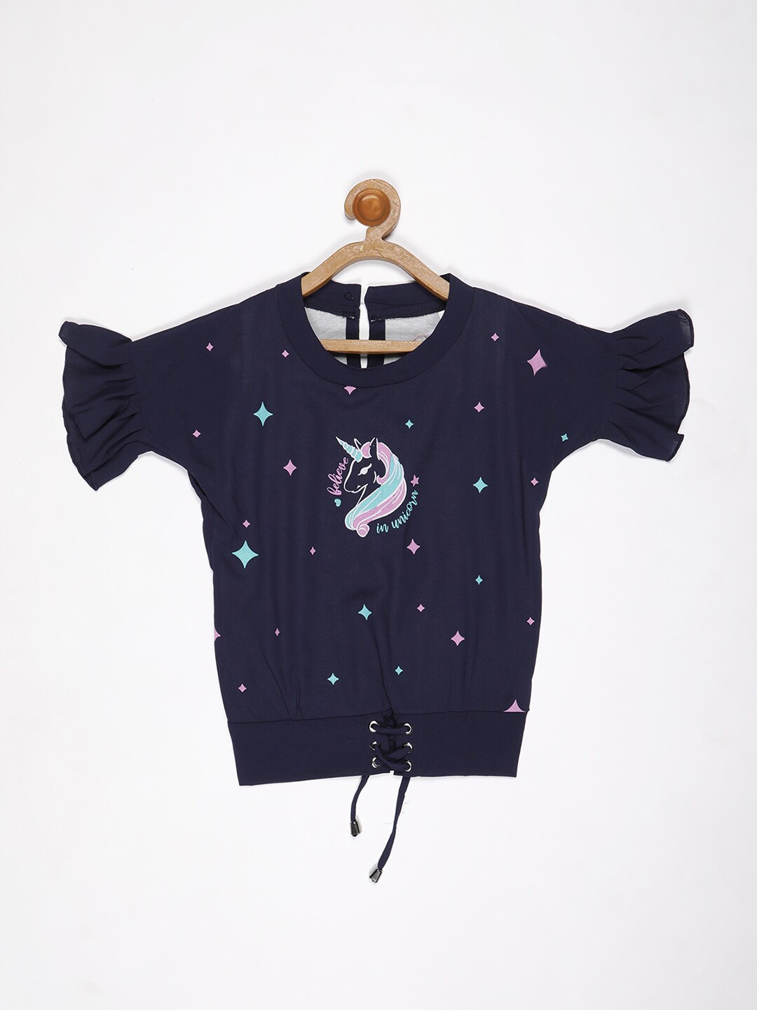 

V2 Value & Variety Girls Navy Blue Printed Top