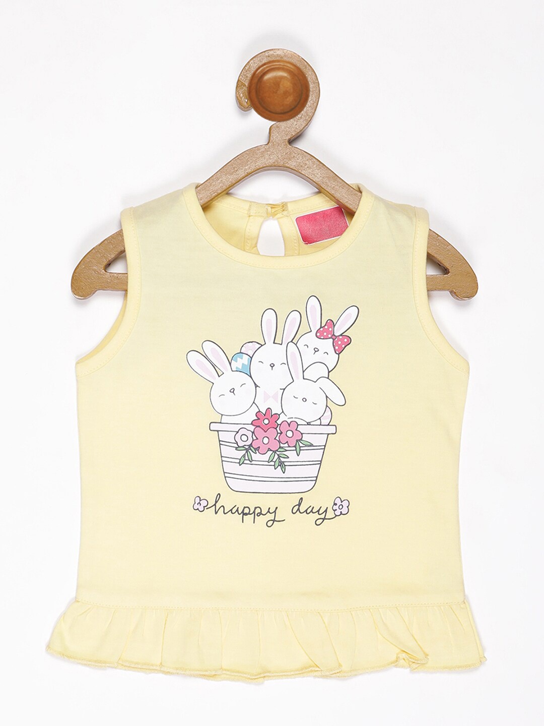 

V2 Value & Variety Yellow & White Print Ruffles Peplum Top
