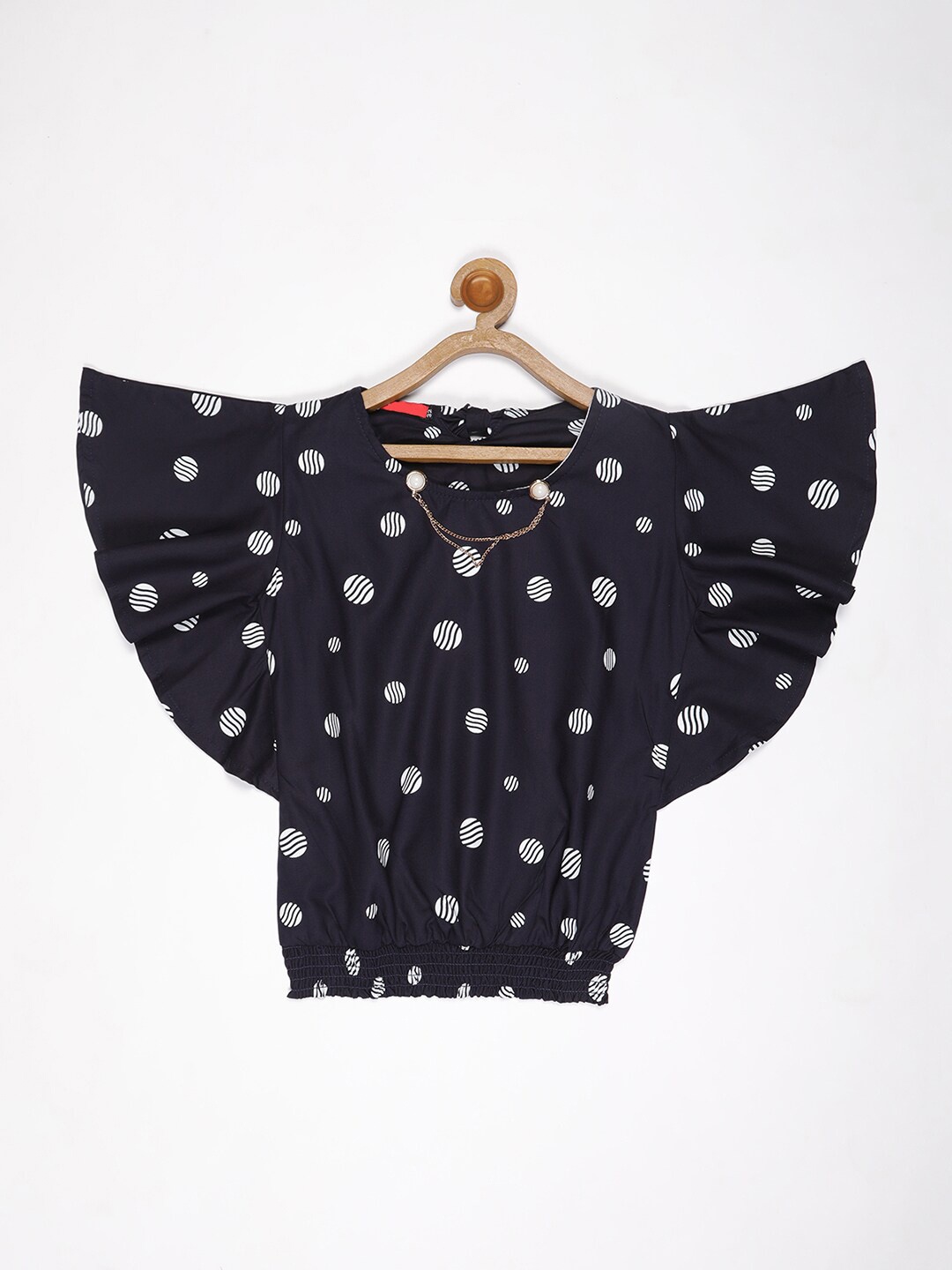 

V2 Value & Variety Navy Blue & raisin black Print Blouson Top