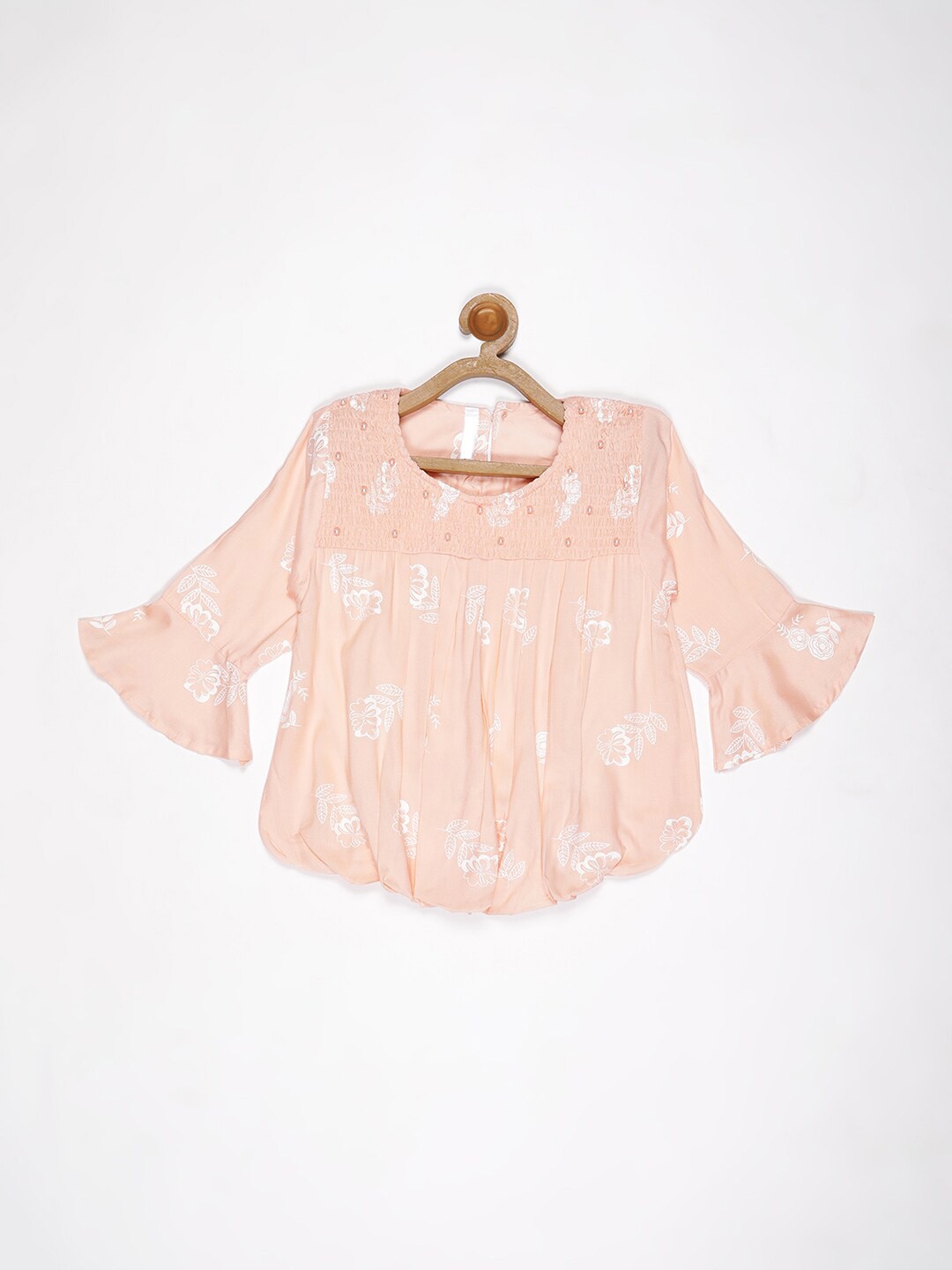 

V2 Value & Variety Peach-Coloured Floral Print Top