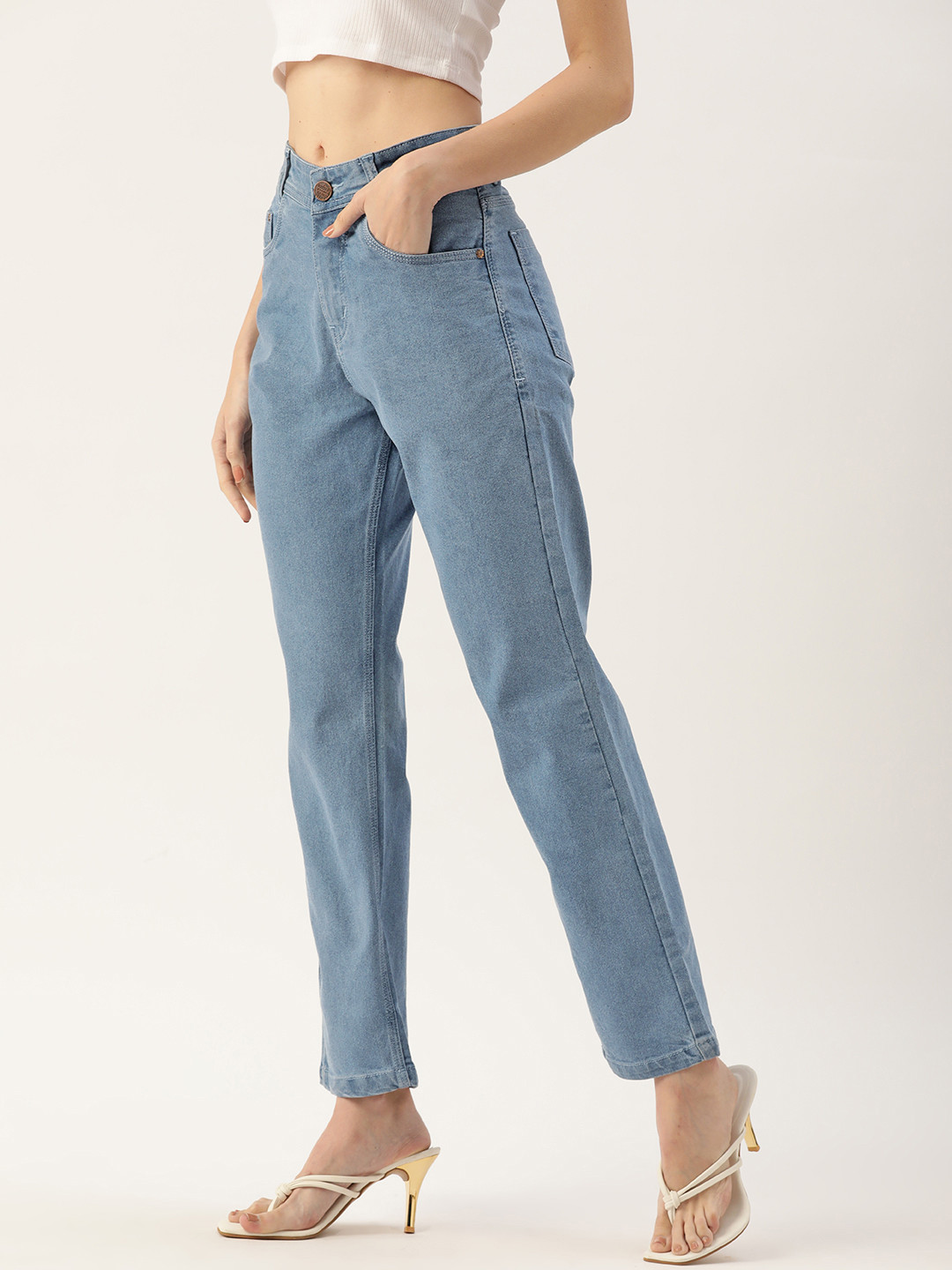 

PARIS HAMILTON Women Blue Straight Fit Stretchable Jeans