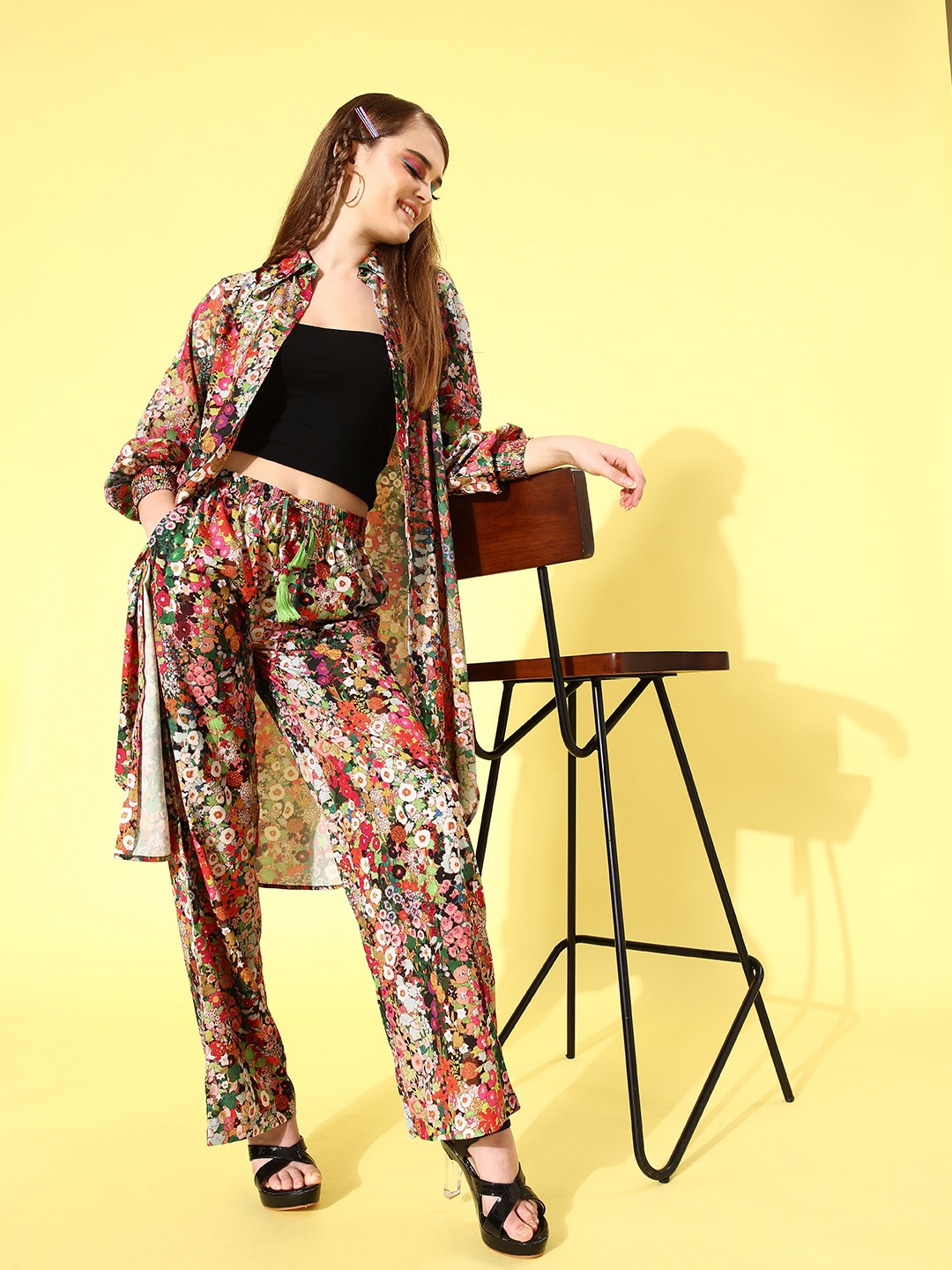 

Style Quotient Women Multi Printed Shirt with Palazzos, Pink