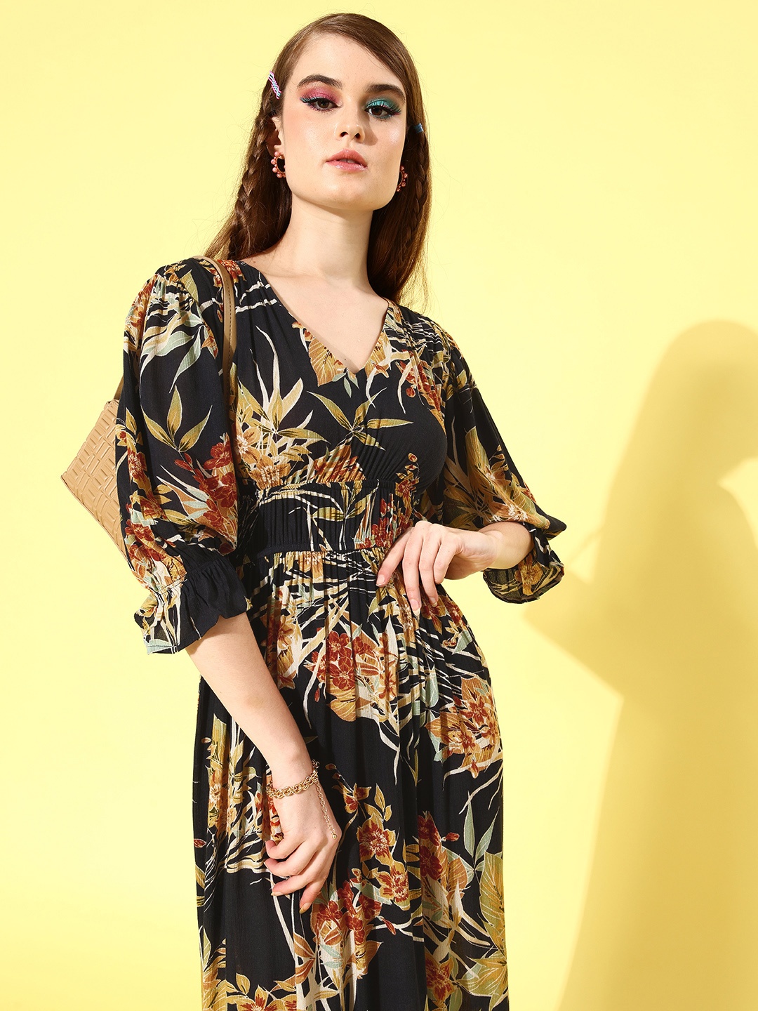 

Style Quotient Women Stunning Black Floral Indie Gal Dress