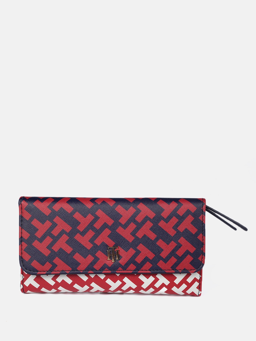 

Tommy Hilfiger Women Navy Blue & Red Printed PU Two Fold Wallet