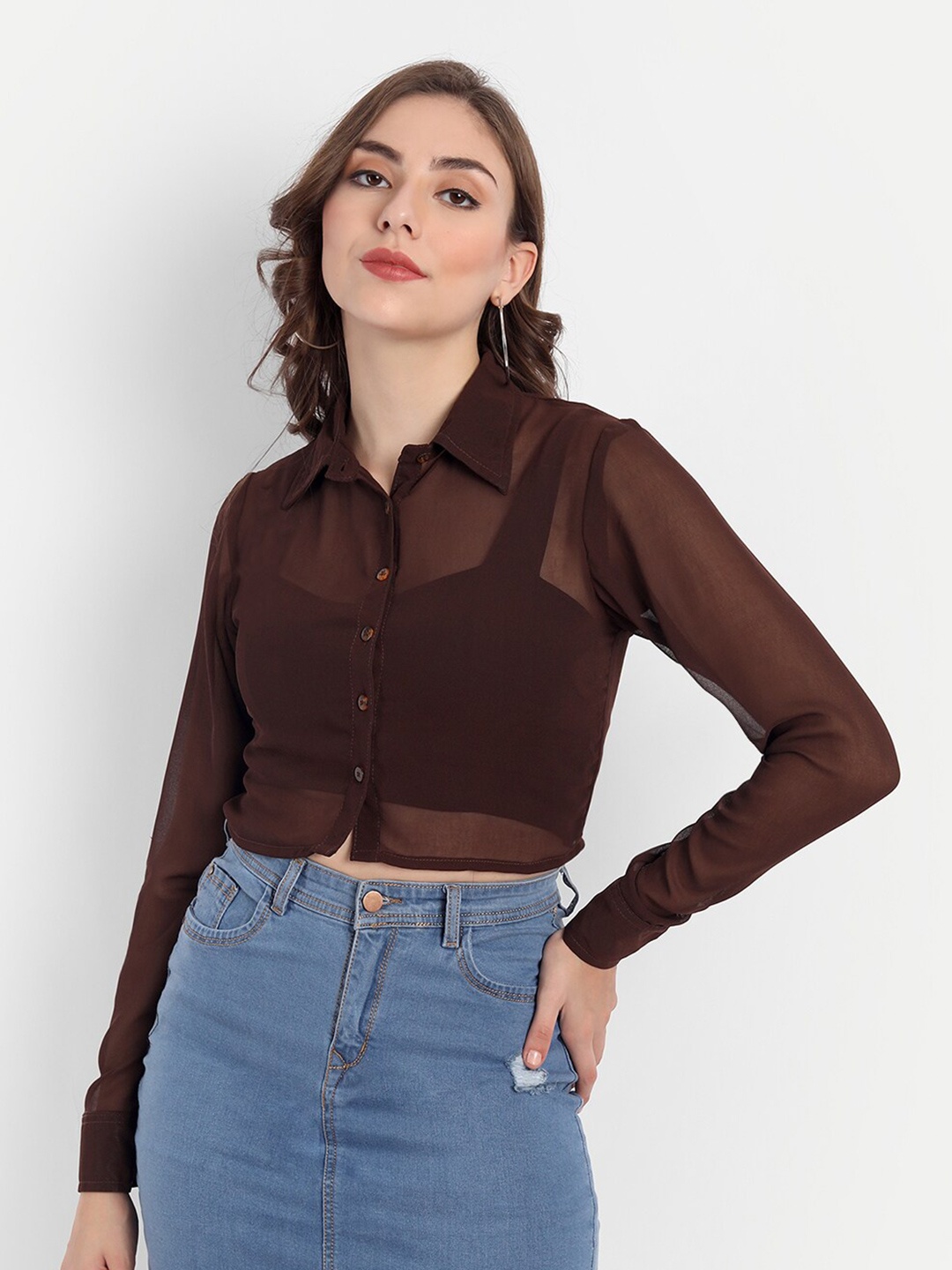 

Emprall Brown Net Top