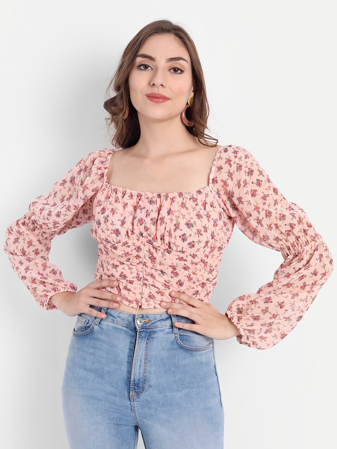 

Emprall Multicoloured Floral Print Chiffon Top, Multi