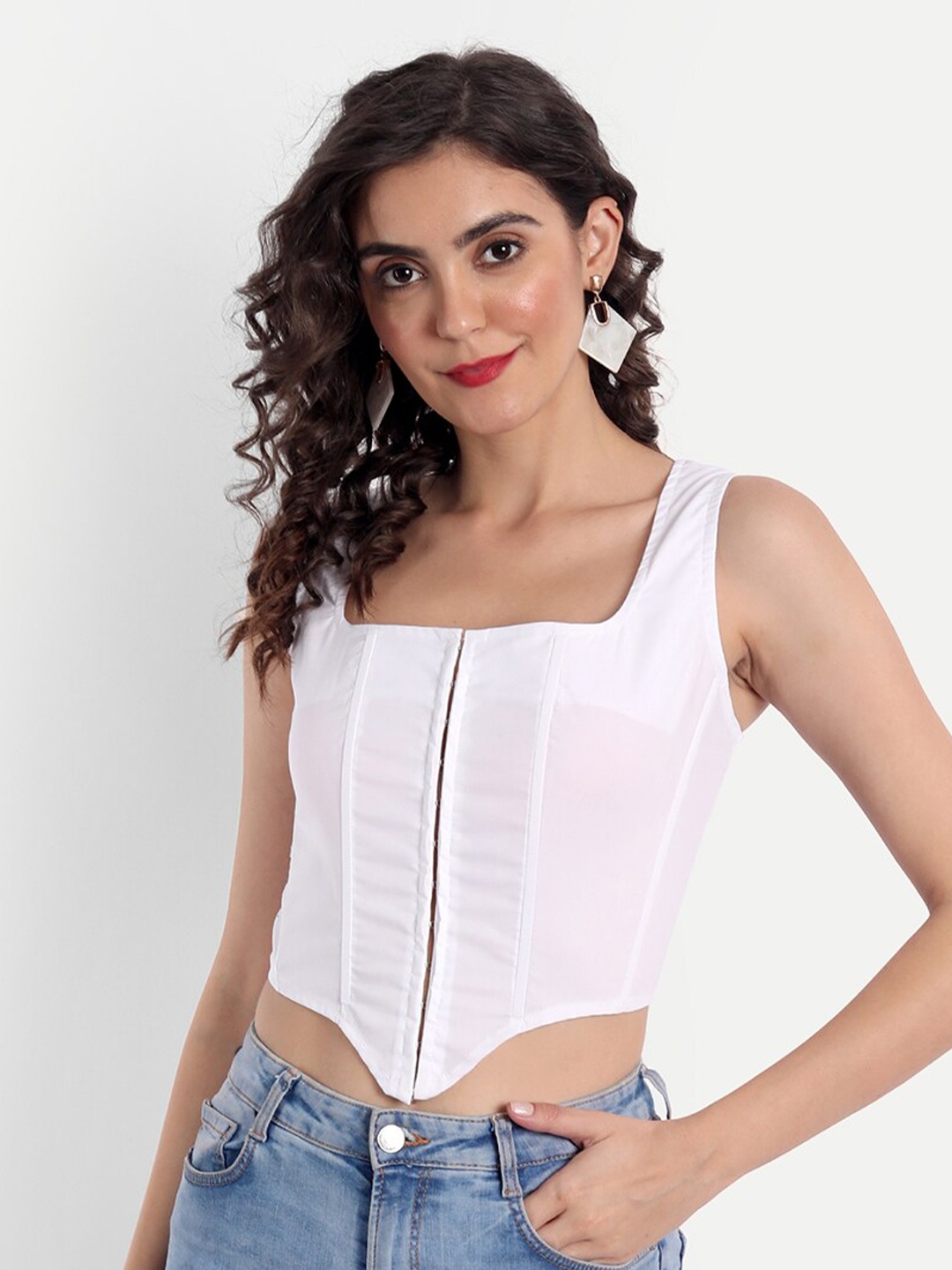 

Emprall Women White Corset Crop Top