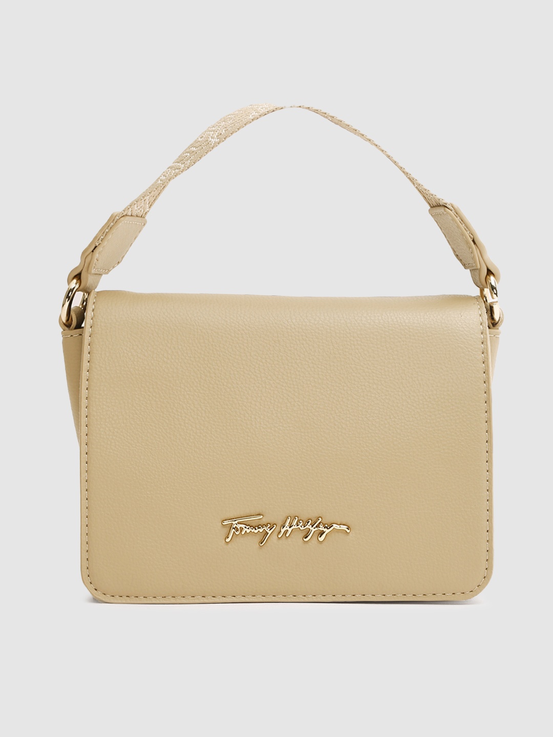 

Tommy Hilfiger Women Beige Solid Structured Satchel