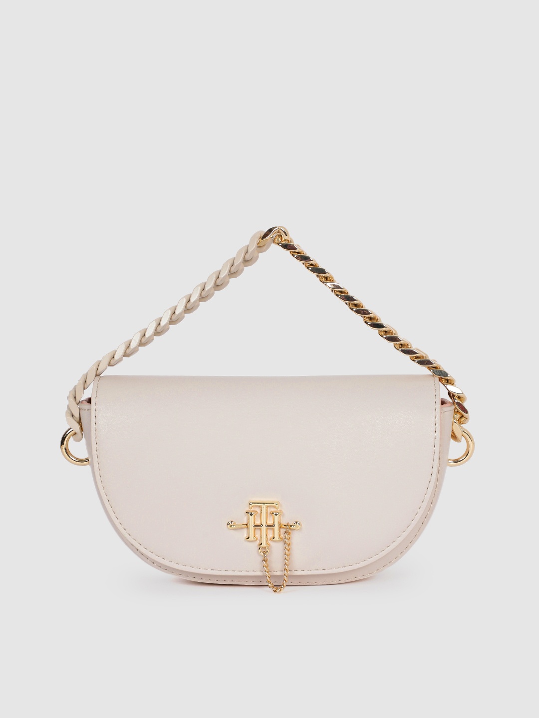 

Tommy Hilfiger Off-White Solid Half Moon Cross Over Bag