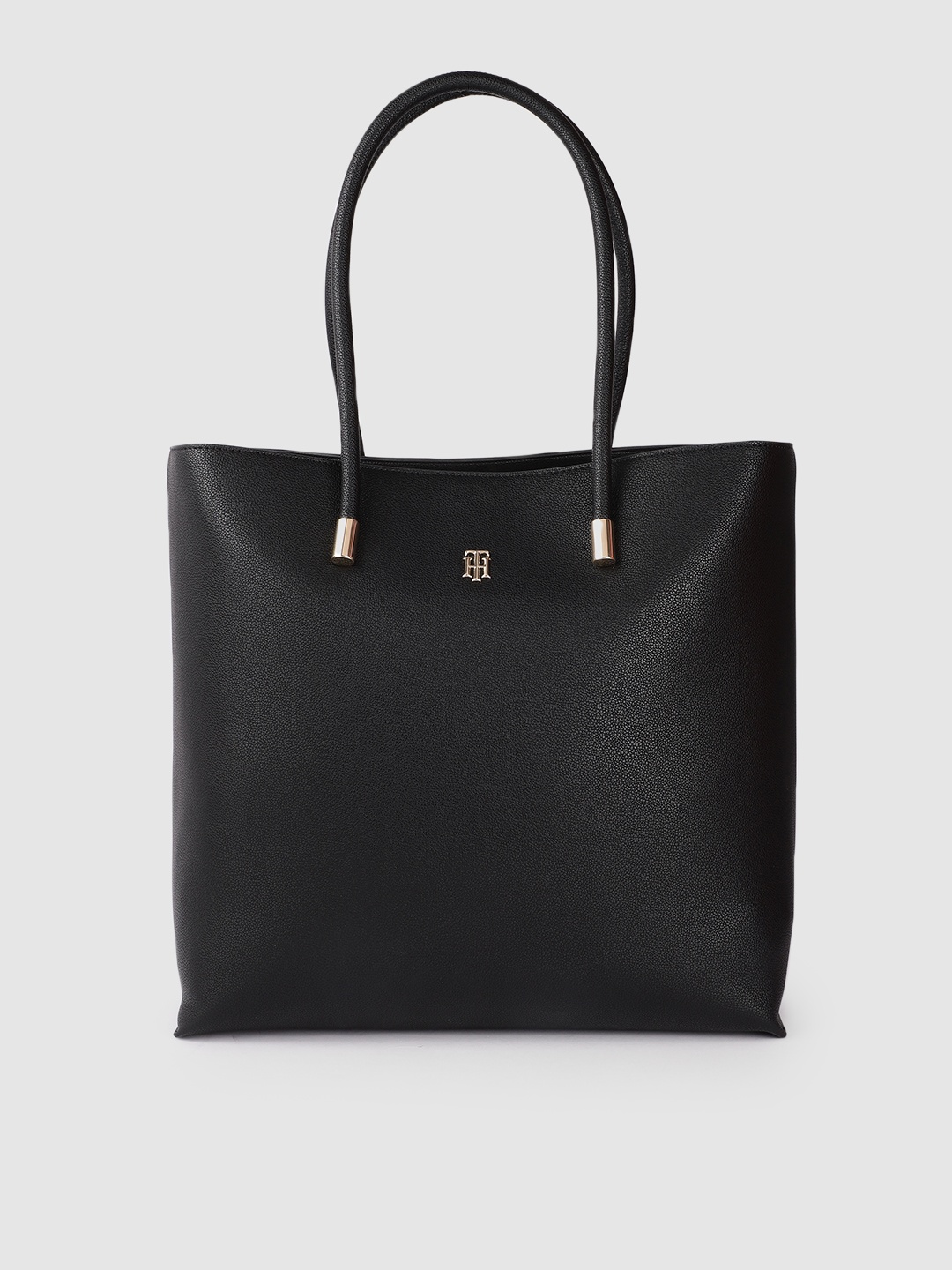 

Tommy Hilfiger Black Solid Structured Tote Bag