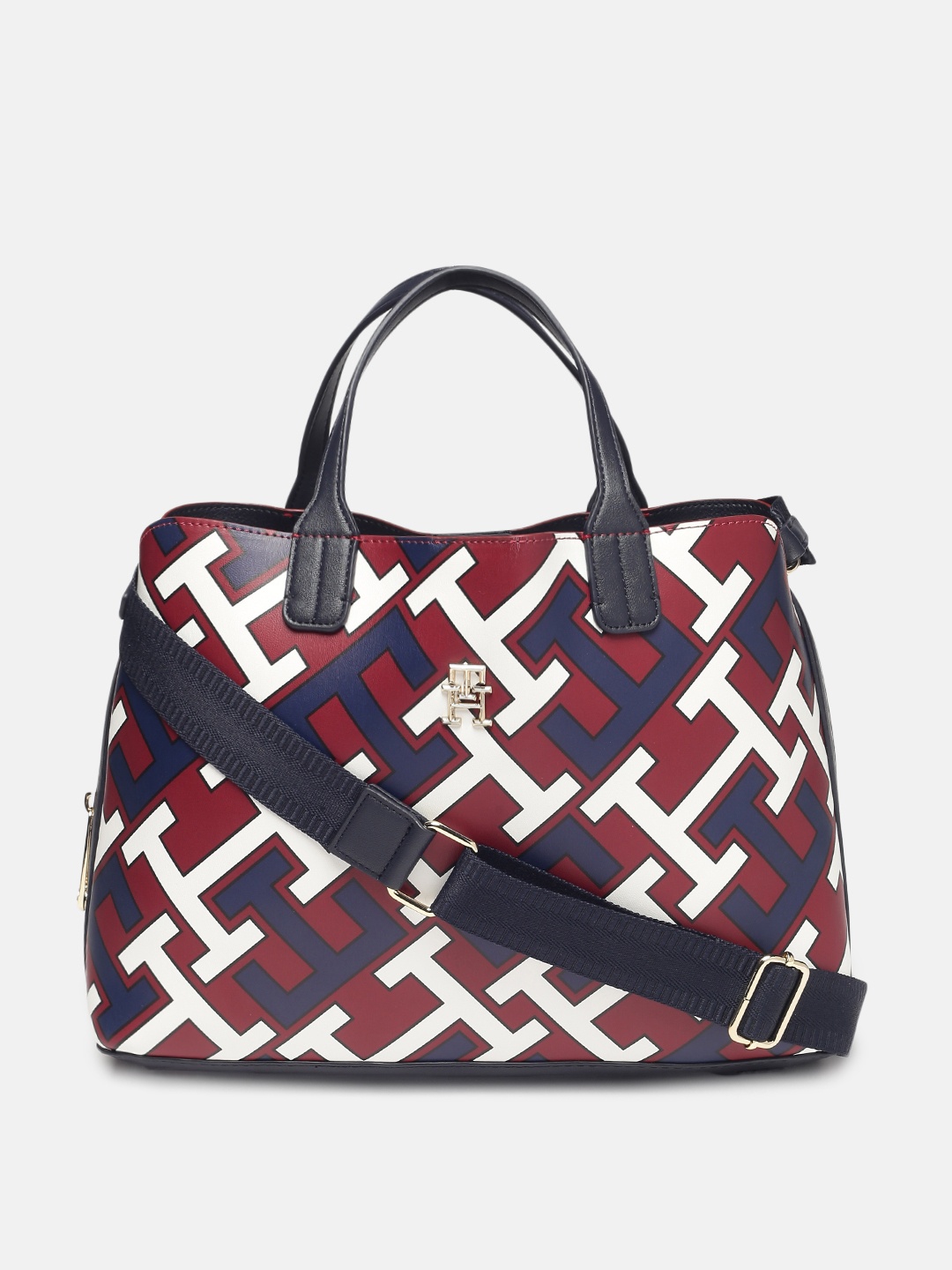 

Tommy Hilfiger Red Printed Structured Handheld Bag