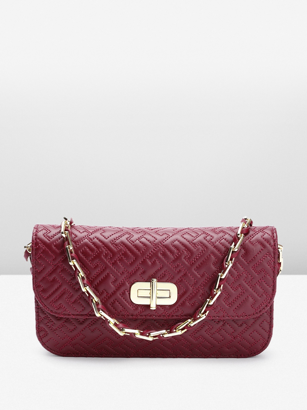 

Tommy Hilfiger Leather Structured Sling Bag, Burgundy
