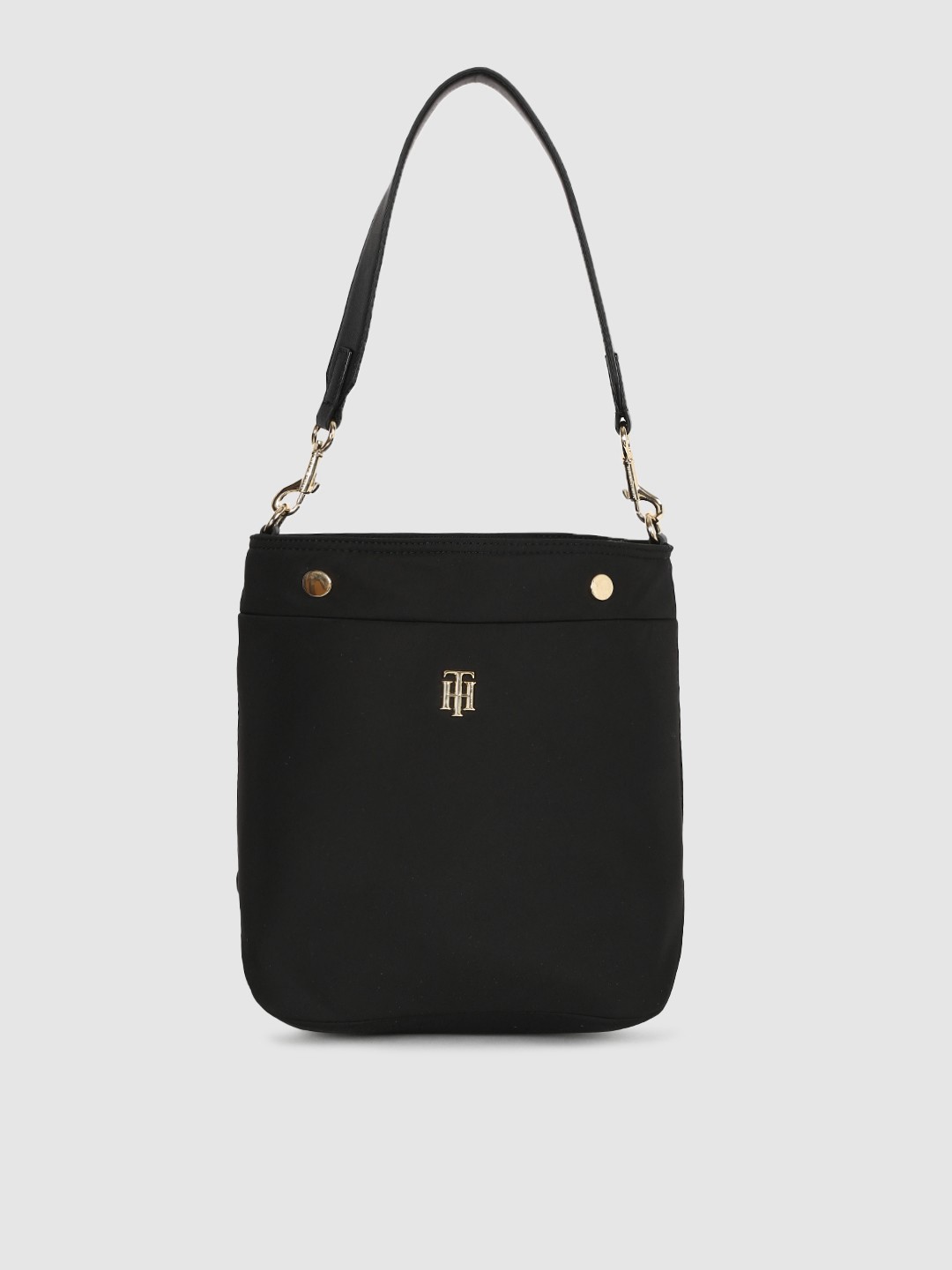 

Tommy Hilfiger Black Solid PU Regular Structured Shoulder Bag
