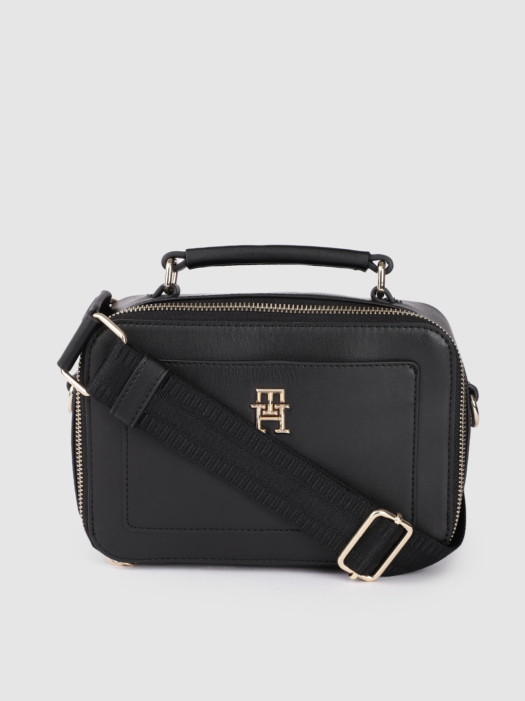 

Tommy Hilfiger Black Solid ICONIC Structured Handheld Bag