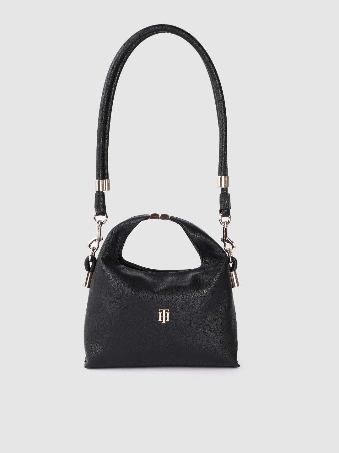 

Tommy Hilfiger Black Solid Casual Crossover Structured Handheld Bag