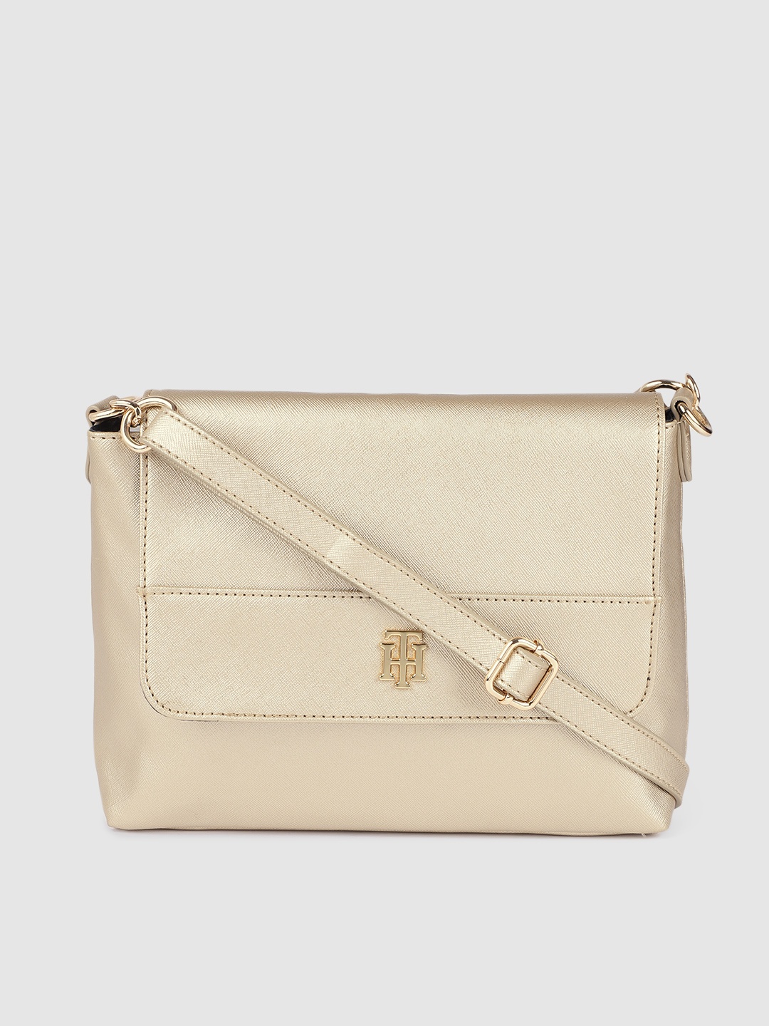 

Tommy Hilfiger Gold-Toned CAMILLA II Textured Structured Sling Bag