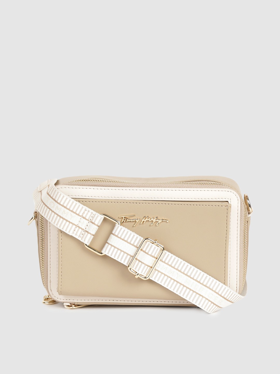 

Tommy Hilfiger Women Beige Solid Structured Sling Bag