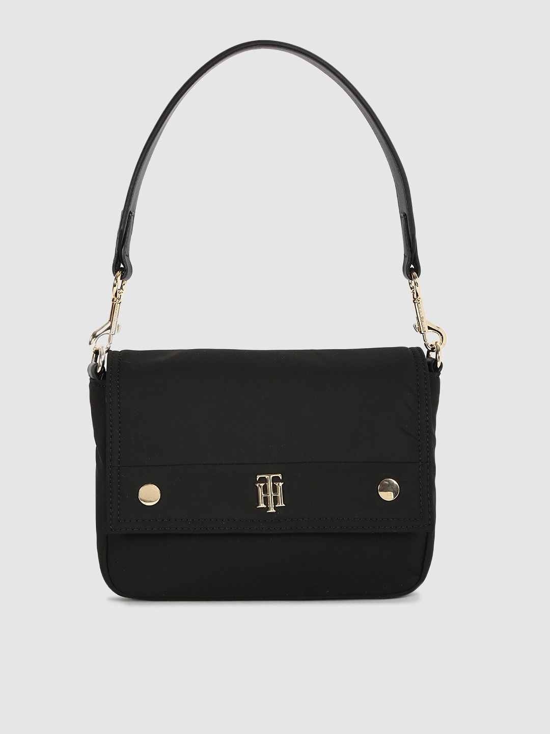 

Tommy Hilfiger Black Solid PU Regular Structured Satchel