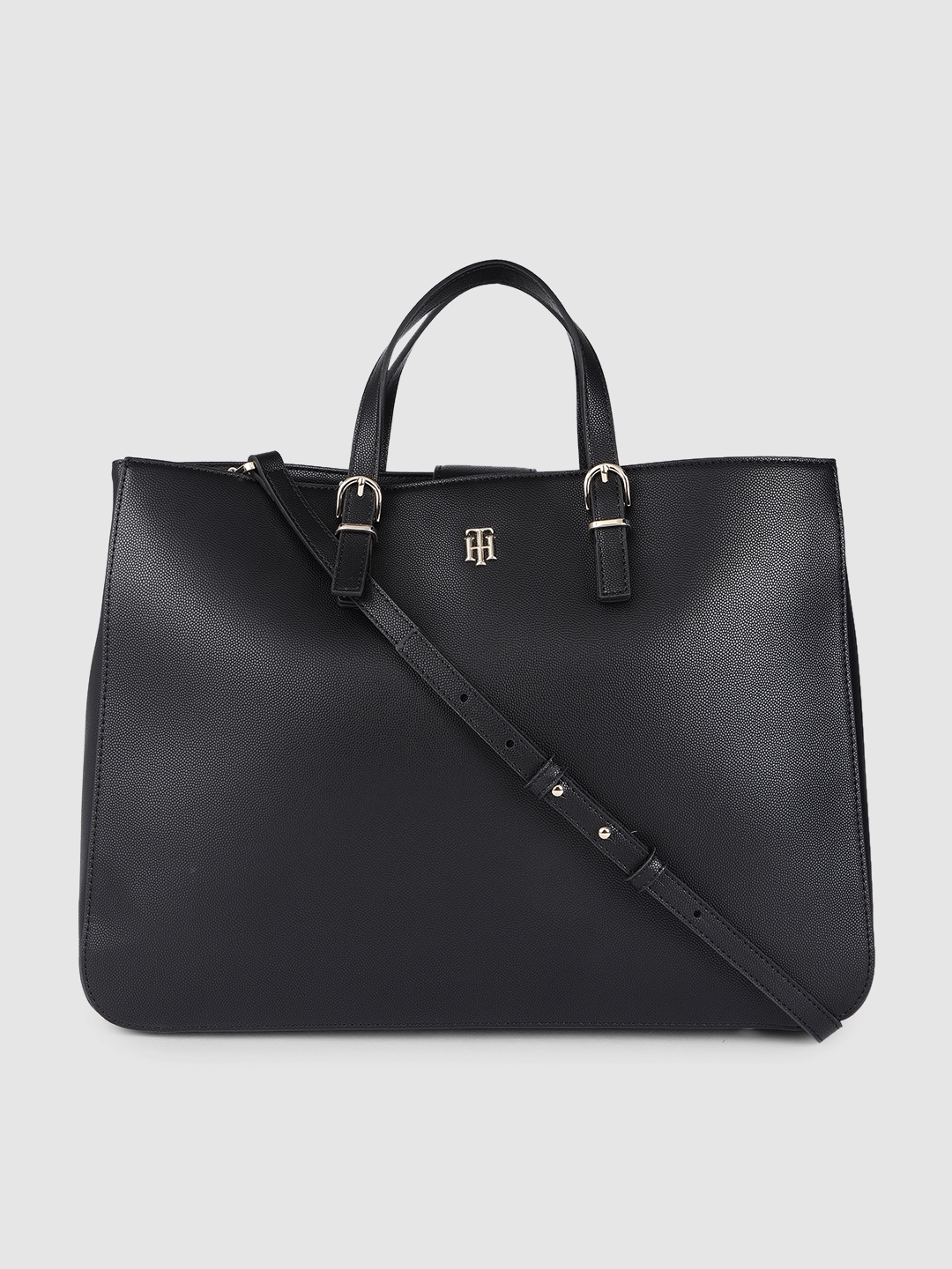 

Tommy Hilfiger Black PU Structured Tote Bag