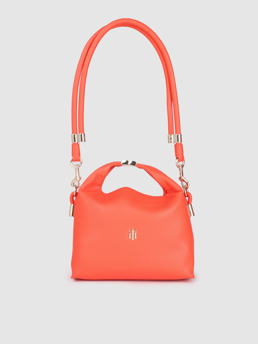 

Tommy Hilfiger Orange Solid Casual Crossover Structured Handheld Bag