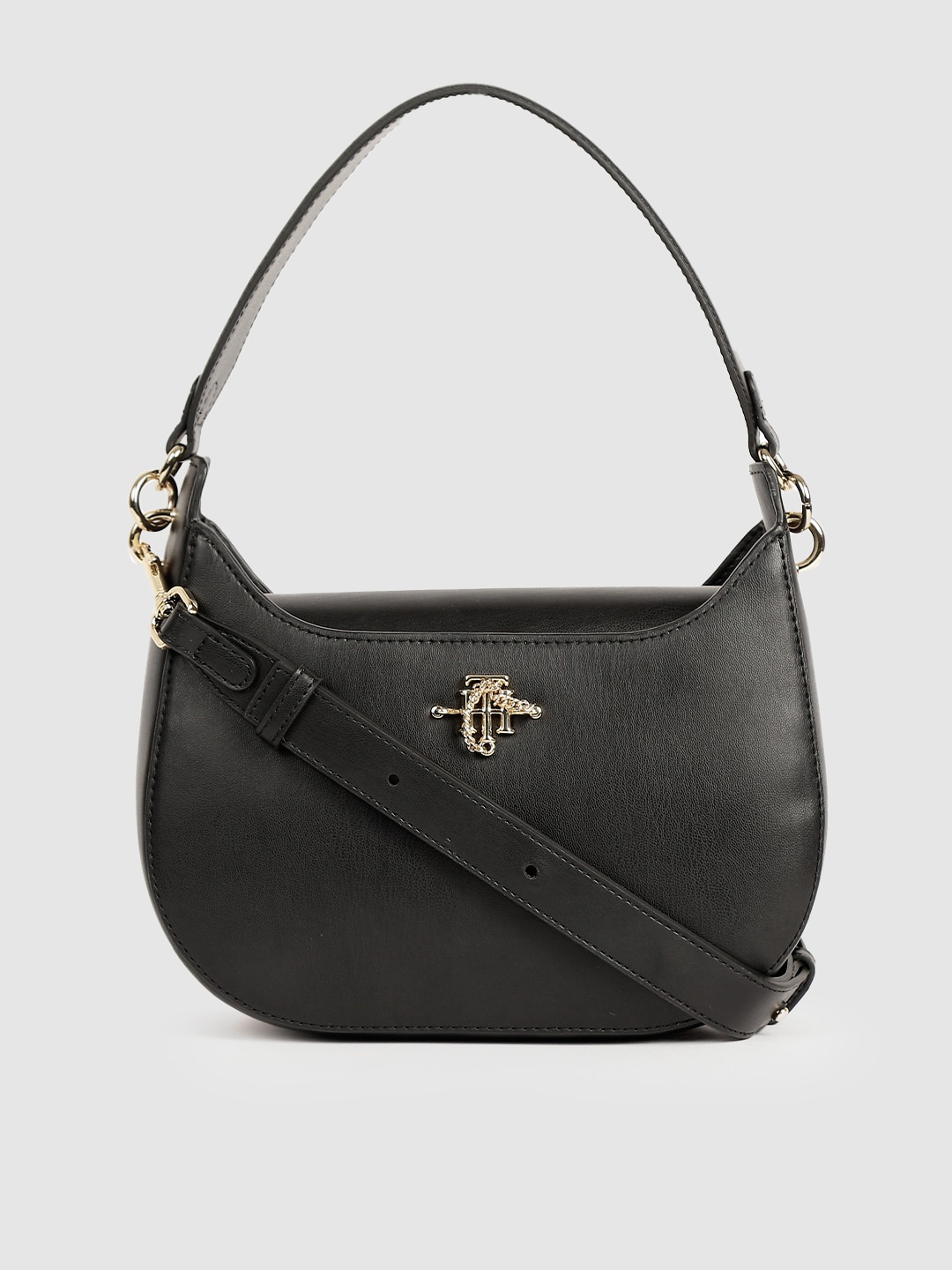 

Tommy Hilfiger Black Solid Hobo Bag