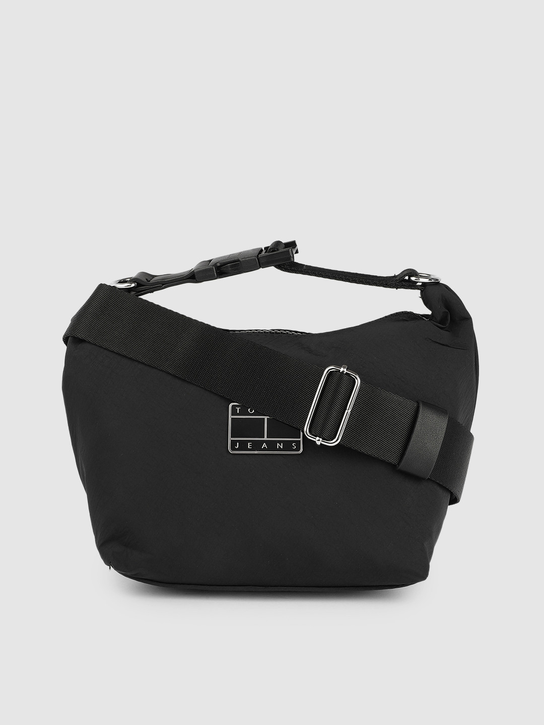 

Tommy Hilfiger Black Solid Regular Structured Crossover Sling Bag