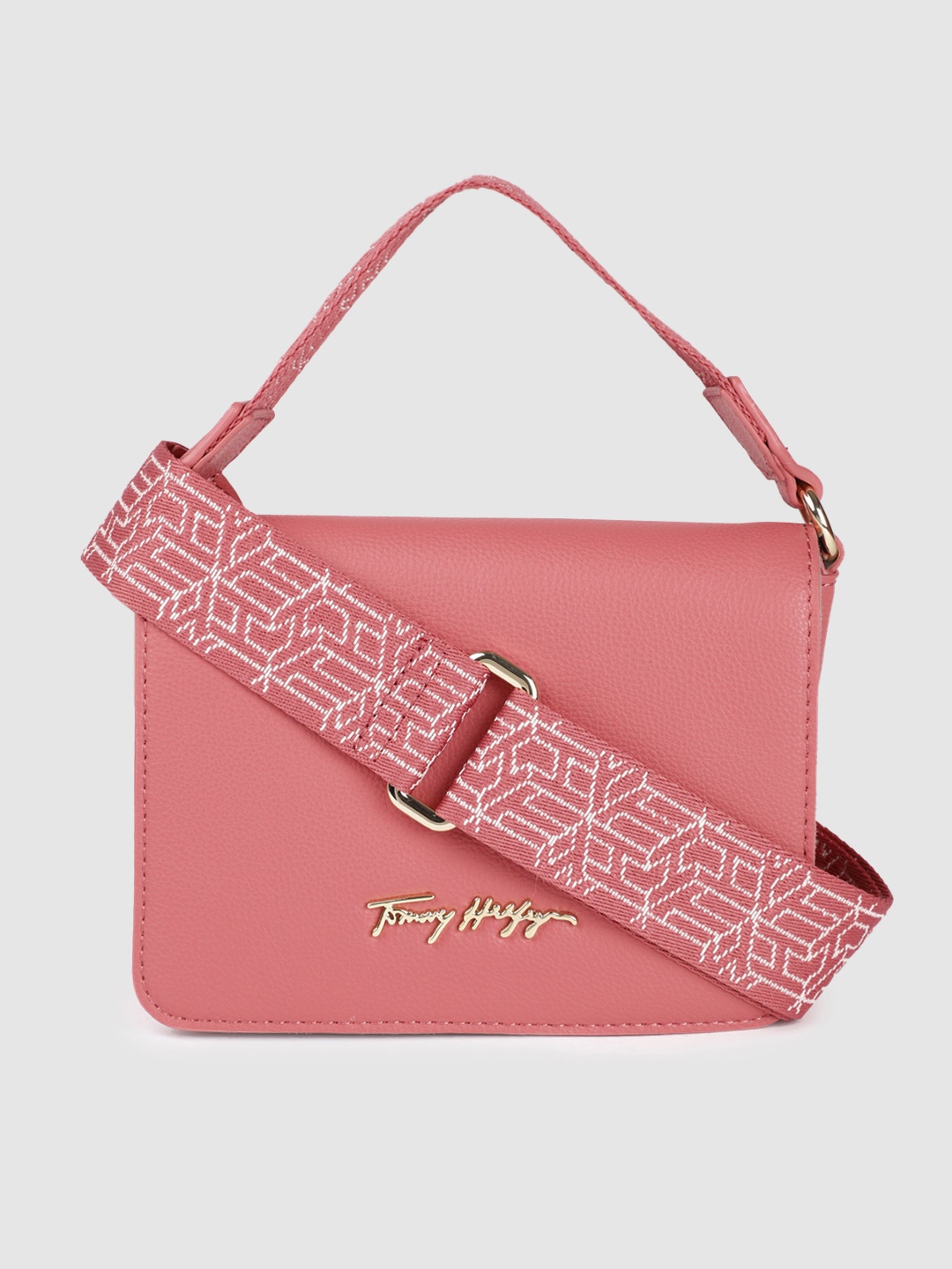 

Tommy Hilfiger Pink Solid Structured Crossover Sling Bag