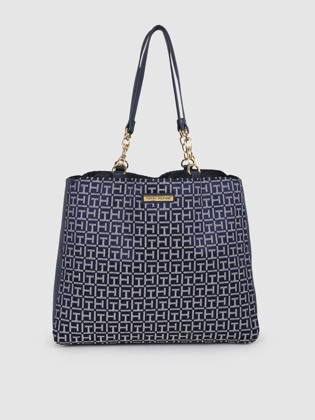 

Tommy Hilfiger Navy Blue Brand Logo Print Handheld Bag