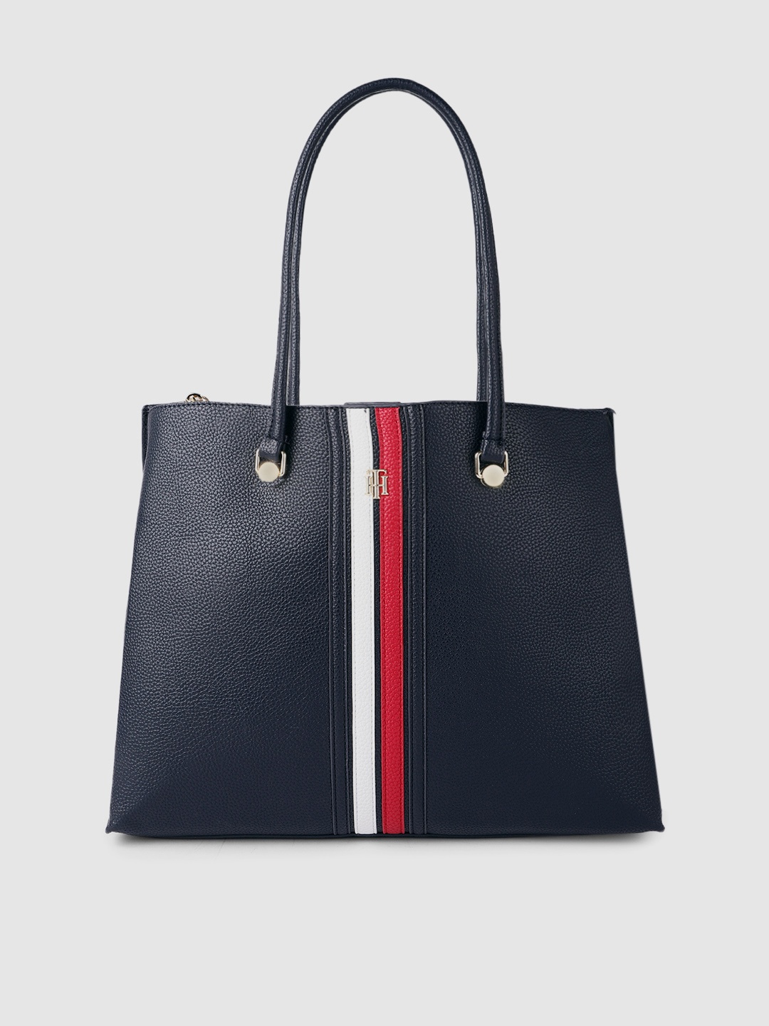 

Tommy Hilfiger Women Navy Blue Textured Structured Shoulder Bag