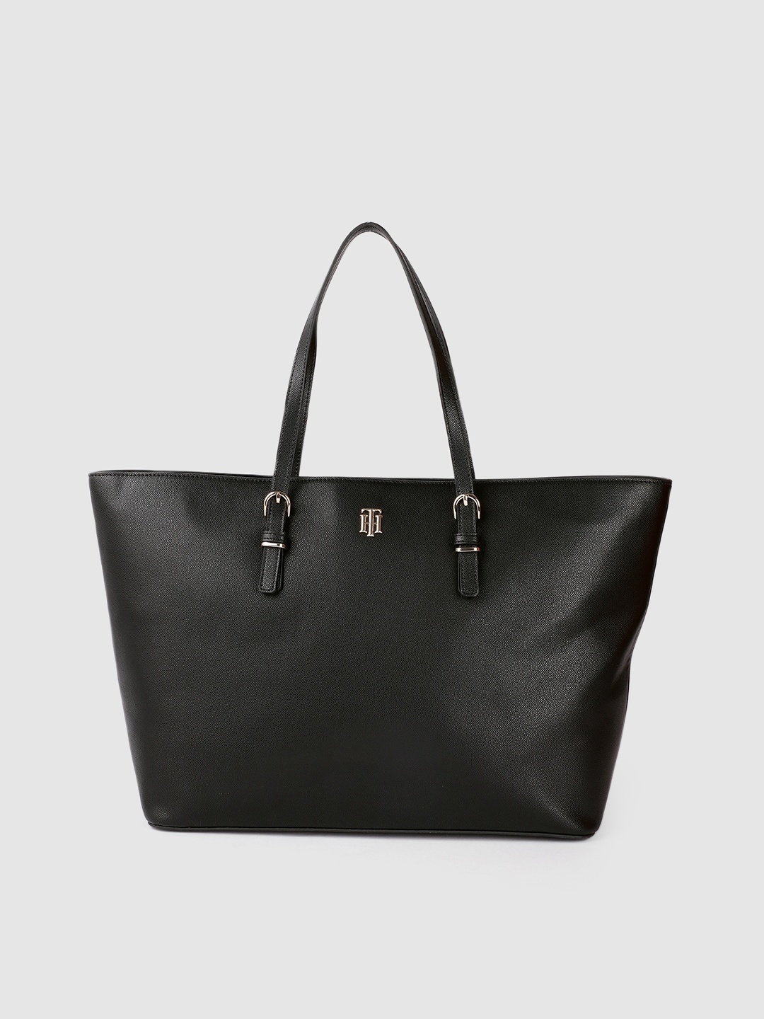

Tommy Hilfiger Black Solid Oversized Structured Tote Bag