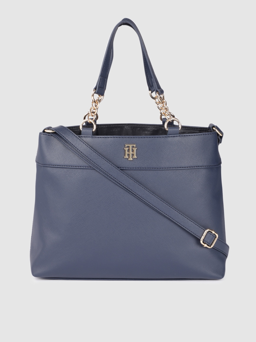 

Tommy Hilfiger Navy Blue Solid Structured Handheld Bag