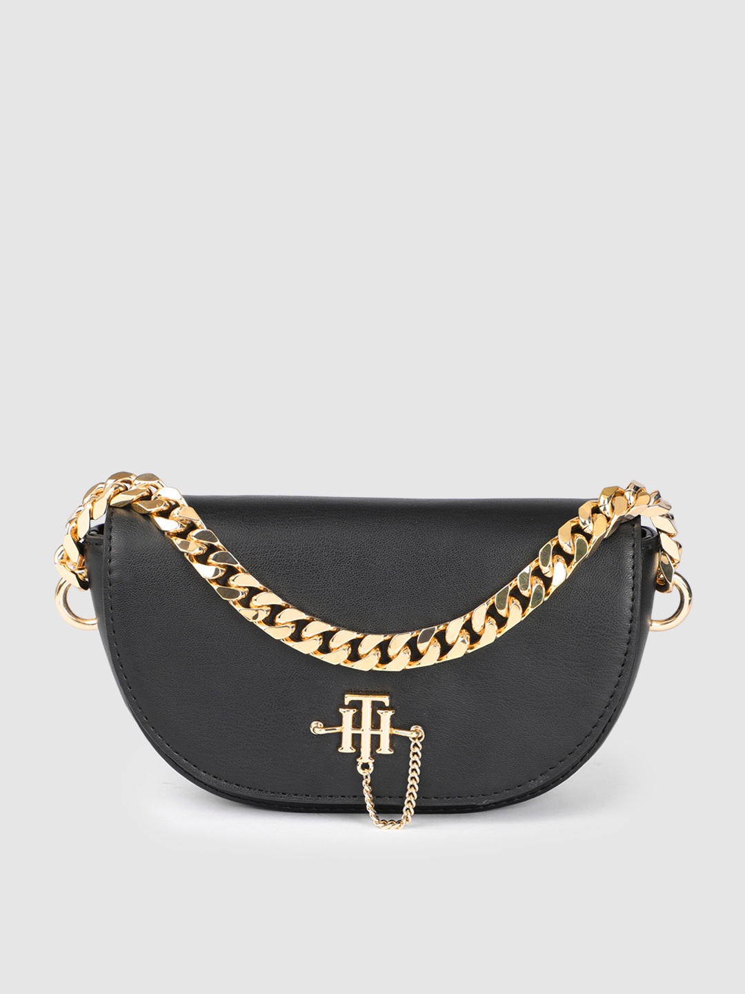 

Tommy Hilfiger Solid Half Moon Satchel, Black