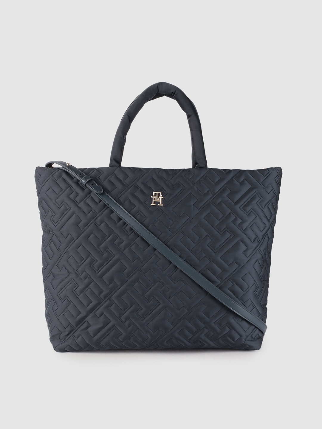 

Tommy Hilfiger Women Navy Blue Structured Handheld Bag with Quilted