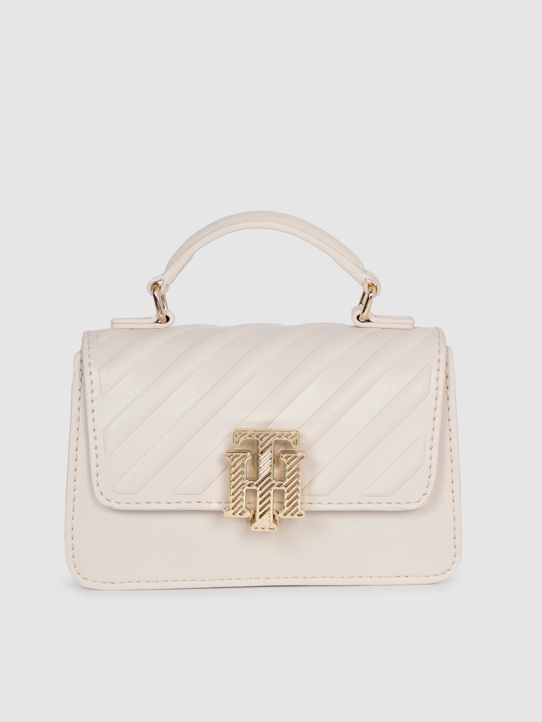 

Tommy Hilfiger Off-White Solid Structured Satchel