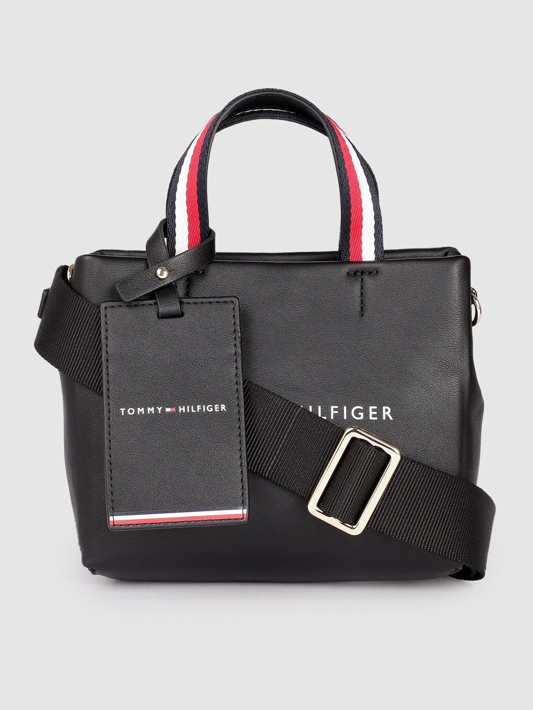 

Tommy Hilfiger Black Solid Micro Shopper Structured Handheld Bag