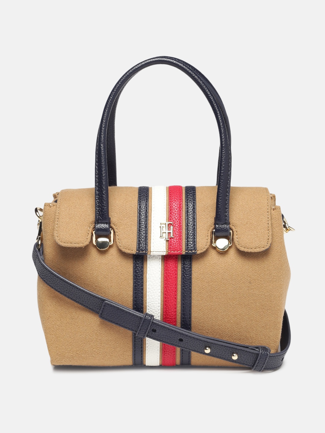 

Tommy Hilfiger Brown Striped Handheld Bag