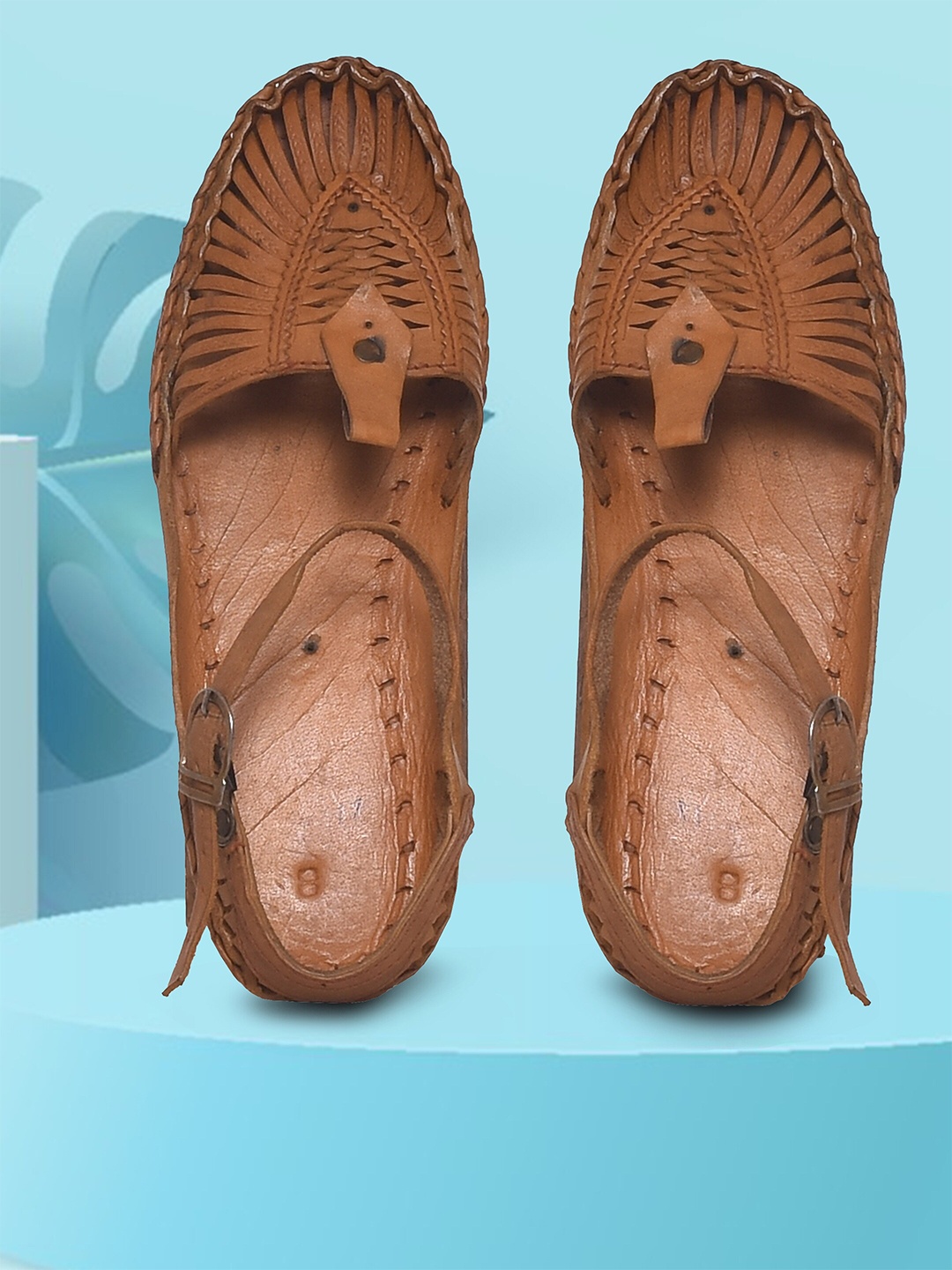 

OLIVE MIST Men Tan Ethnic Handcrafted Leather Fisherman Kolhapuris