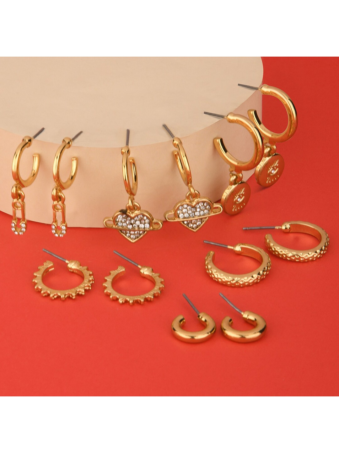 

Lilly & sparkle Gold-Toned Circular Hoop Earrings