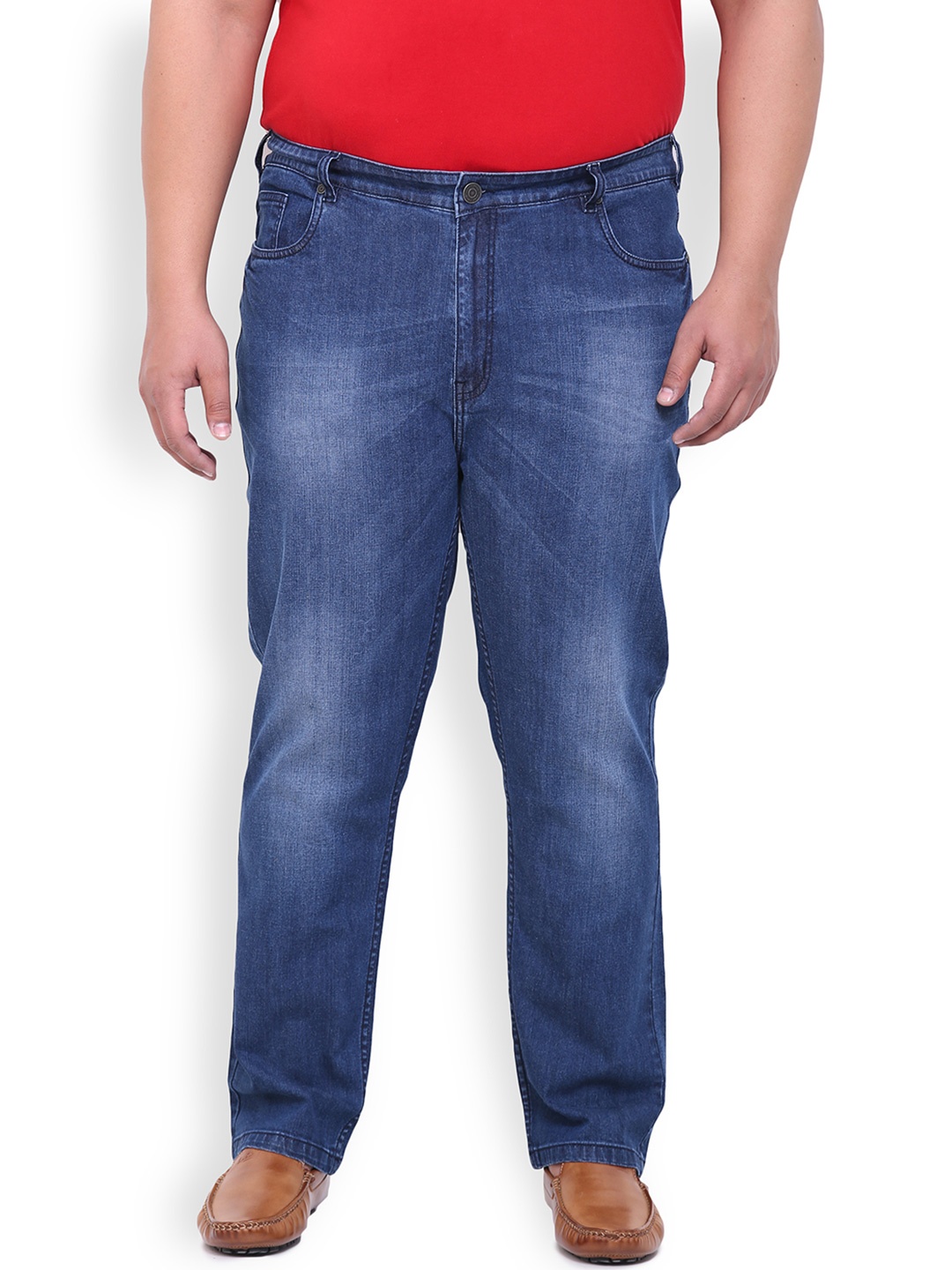 

John Pride Plus Size Men Navy Clean Look Mid-Rise Smart Fit Jeans, Navy blue