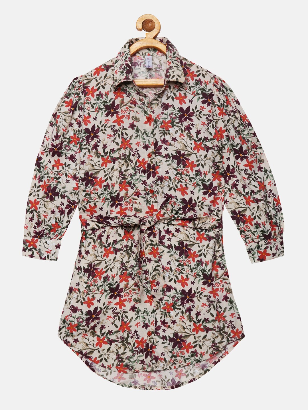 

KiddoPanti Beige Floral Shirt Dress