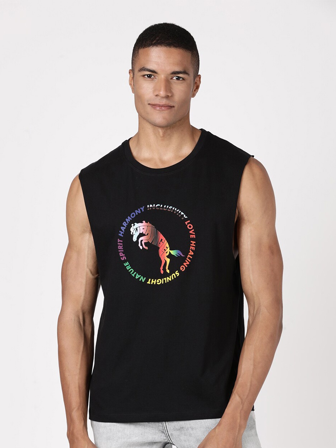 

Wrangler Unisex Black Typography Printed Applique T-shirt