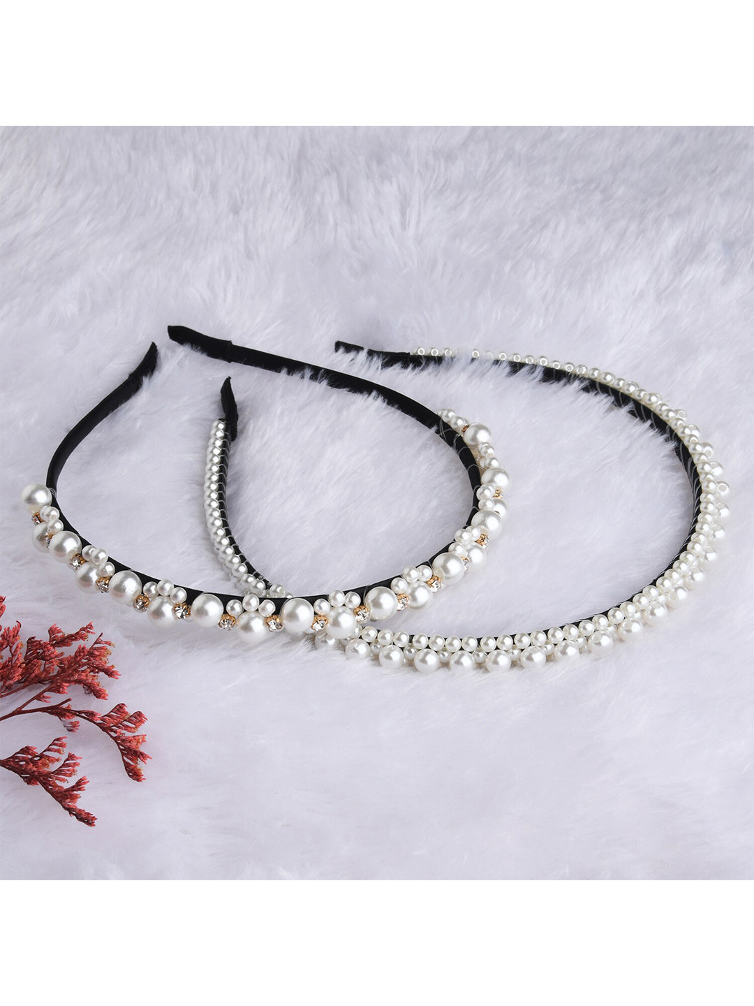 

Lilly & sparkle Women White & Black Set of 2 Hairband